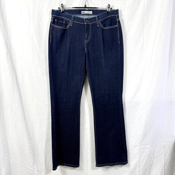 Levis 529 Jeans Womens 14 Curvy Boot Cut Mid Rise Dark Wash 33x33 Stretch Denim - Picture 1 of 13